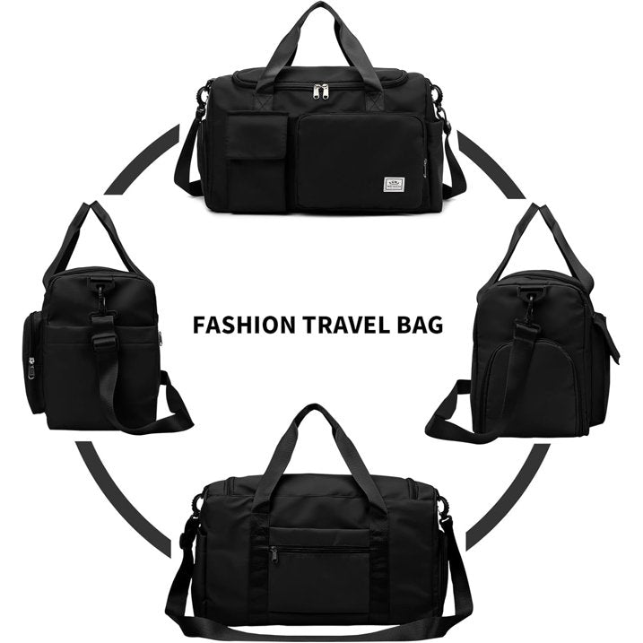 YOMYM Travel Duffel Tote Bag with Dry Wet Separation Pocket, Weekender Bag for Women and Men，Waterproof Bag with Shoe Compartment