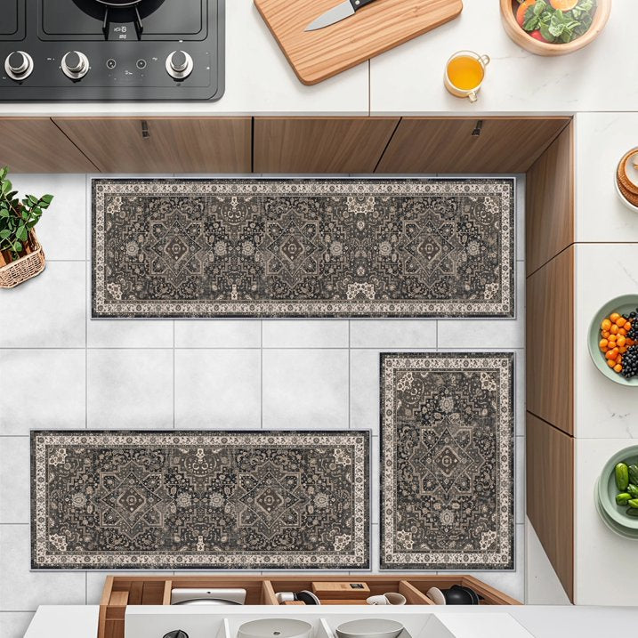 TECHVIDA Kitchen Rugs 3 Piece,Kitchen Mats for Floor, Non-Slip Machine Washable Rugs, Boho Farmhouse Hallway Doormat for Holiday