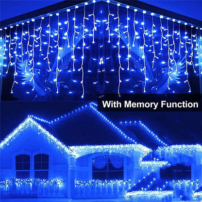 Cheelom 2023 Christmas Lights Outdoor 96 Led Blue Icicle Lights Christmas Decorations Outdoor Indoor Outdoor Wedding Party Patio Christmas Lights Clearance Sale