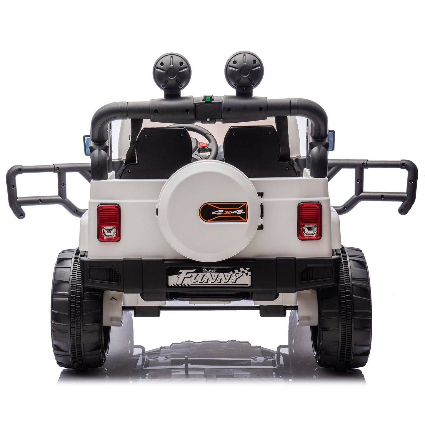 2-Seater Ride On Truck for Kids Ages 3+, 24V7AH Children's Electric Car W/Parental Remote Control, Bluetooth Music, LED Lights, 4Mph, White