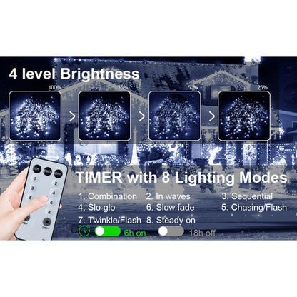 Cheelom Fairy String Party Decoration Lights Christmas Icicle Lights Outdoor Indoor 105ft 1000 Led 8 Modes with 50 Drops Plug In Waterproof Timer Memory Function Clearance Sales