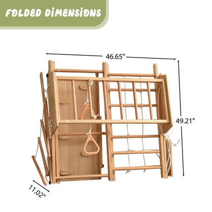Cheelom 8-in-1 Wooden Indoor Kids Playground Jungle Gym with Slide Toddlers Wooden Climber with Slide Playset Wooden Rock Climbing Wall with Rope Wall Climb Monkey Bars and Swing for Kids