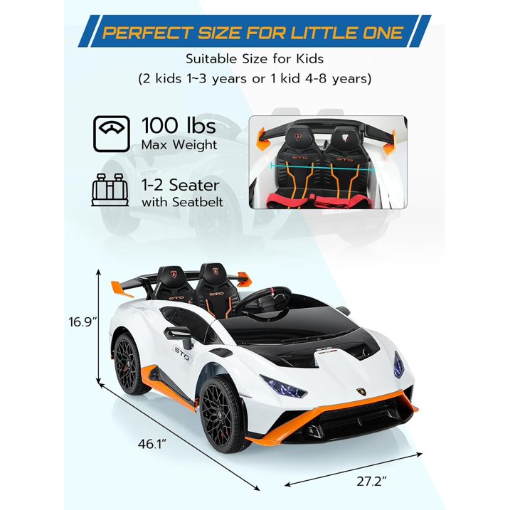 HNH 24V Electric Car for Kids with Remote Control and Foam Front Wheels, 24V Battery Powered Ride on Toys Sports Car with Drifting Buttons, 360° Spin, Bluetooth, Music, Horn, LED Lights
