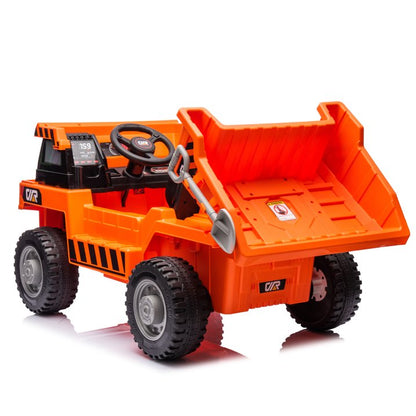 HNH Ride on Dump Truck, 12V Ride on Car with Remote Control, Electric Dump Bed and Extra Shovel, 12V Dump Truck Toys