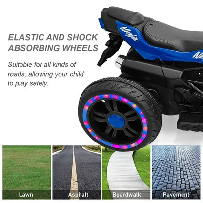 YOMYM Ride on Toys 12v Motorcycle for Kids, Battery Powered Ride on Motorcycle for Child with LED Lights Music for Boys Girls