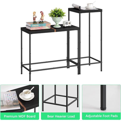 Cheelom 2 Piece Wooden Narrow Console Table, Tall Side Table, Long Hallway Sofa Side Table, Small And Slim, Living Room Table Set For Bedroom Dorm