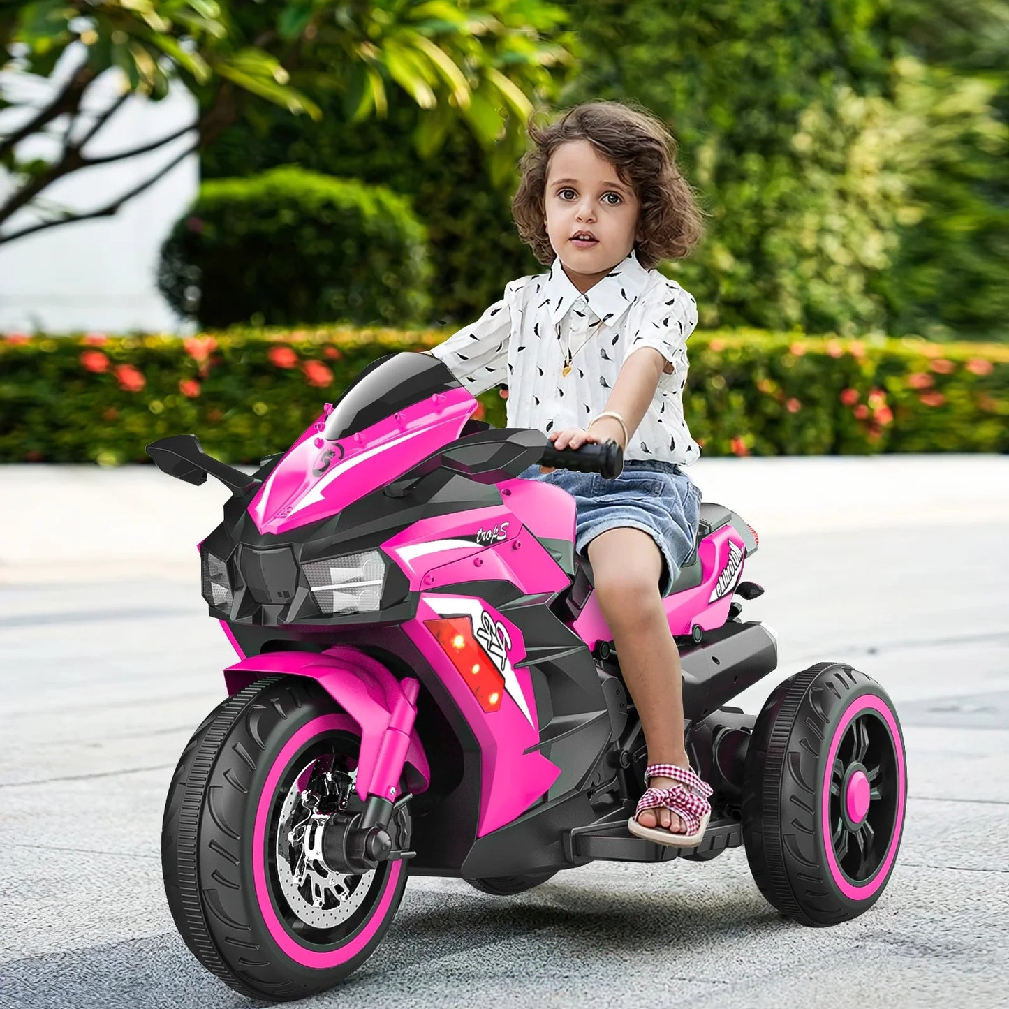 Techvida 12V Kids Motorcycle Children Electric Motorcycle 3 Wheels Motorcycle with Bluetooth