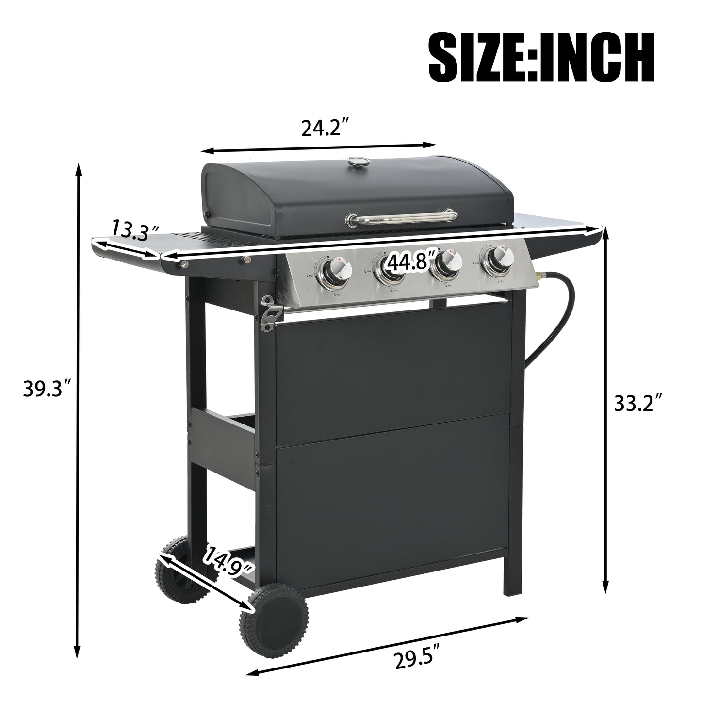 Cheelom Portable 4 Burner Barbecue Propane Grill Outdoor grill Stainless Steel Gas Grill 34200 BTU Black