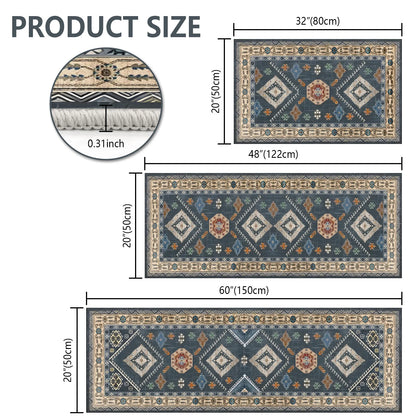 FoxHouse Boho Kitchen Rugs Sets 3 Piece with Runner Non Slip Kitchen Rugs and Mats Washable Kitchen Mats for Floor Thick Kitchen Floor Mat Carpet Runner Rugs for Hallway Laundry Holiday Decor