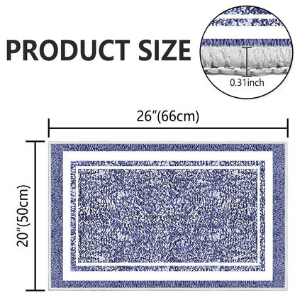 TECHVIDA Bathroom Rugs,Non-Slip Ultra Soft Bath Mat,Soft Absorbent Bathroom Rug and Bath Mat,Machine Washable,(18"x26",Dark Blue and White)