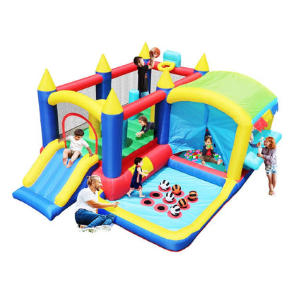 HONGLONG 7 in 1 Giant Inflatable Bounce House，Kids Bounce House Jumping Castle Slide with Ball Pool,Blower for Kids Indoor Outdoor Party Family Fun Party Gift