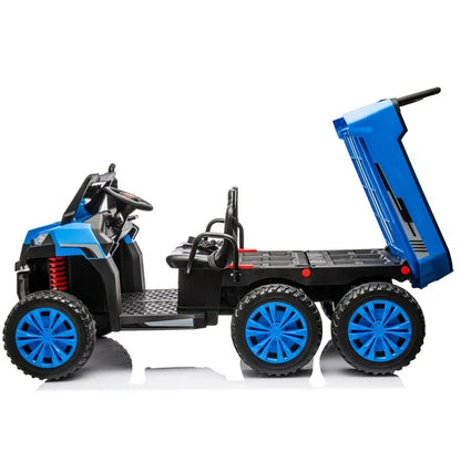 HNH 24V 2 Seater Kids Ride on Truck Car with Remote Control, Ride on Dump Truck with Dump Bed, Ride on Construction Vehicle with Music Player
