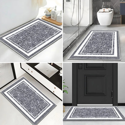 TECHVIDA Bathroom Rugs,Non-Slip Ultra Soft Bath Mat,Soft Absorbent Bathroom Rug and Bath Mat,Machine Washable,(18"x26",Gray and White)