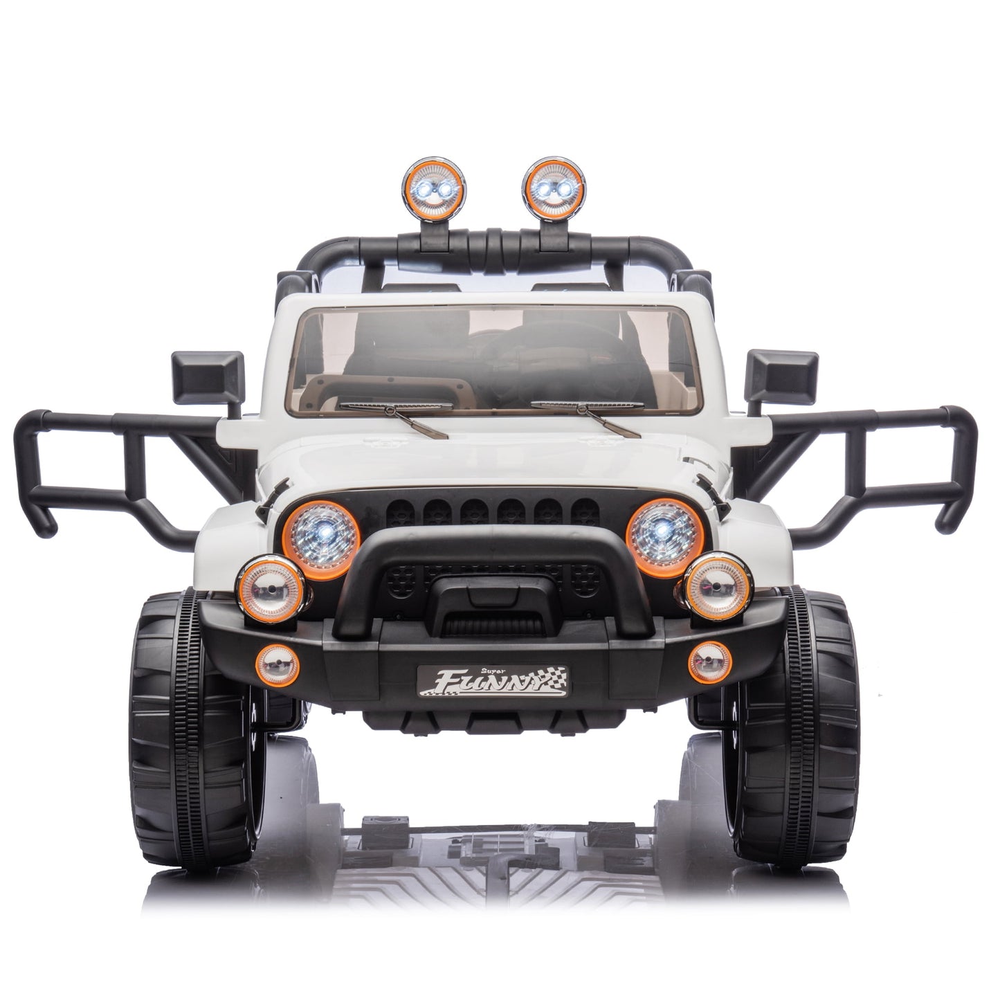2-Seater Ride On Truck for Kids Ages 3+, 24V7AH Children's Electric Car W/Parental Remote Control, Bluetooth Music, LED Lights, 4Mph, White