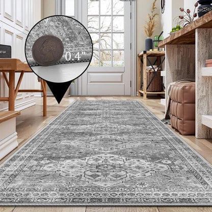 TECHVIDA 2'x8' Hallway Runner Rug Boho,Non Slip Machine Washable Rugs for Hallway Kitchen,Grayish Beige