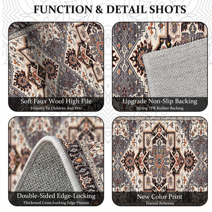 TECHVIDA 2'x8' Hallway Runner Rug Boho,Non Slip Machine Washable Rugs for Hallway Kitchen,Brownish Black