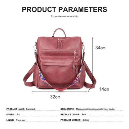 YOMYM Leather Backpack Purse for Women Designer Ladies Large Travel Convertible Shoulder Bag