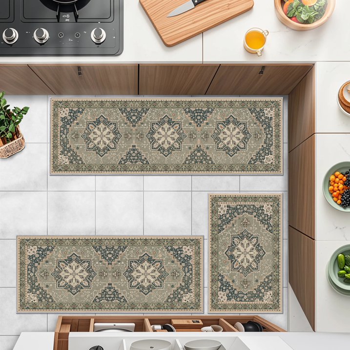 TECHVIDA Kitchen Rugs 3 Piece,Kitchen Mats for Floor, Non-Slip Machine Washable Rugs, Boho Farmhouse Hallway Doormat for Holiday