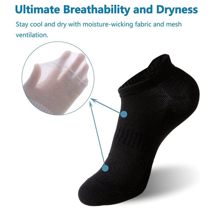 YOMYM 6 Pairs Womens Ankle Running Hiking Socks Thick Cushion Socks for Women, Black