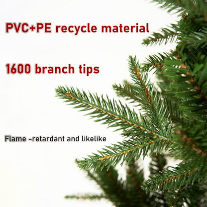 Cheelom 6Ft Artificial PVC Christmas Tree Stand Indoor Outdoor Green with 1600 Tips Unlit Hinged Spruce PVC Xmas Tree for Indoor Outdoor Easy Assembly