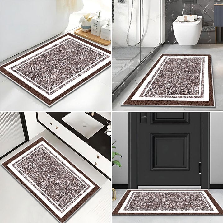 TECHVIDA Bathroom Rugs,Non-Slip Ultra Soft Bath Mat,Soft Absorbent Bathroom Rug and Bath Mat,Machine Washable,(18"x26",Brown and White)