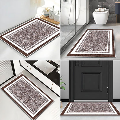 TECHVIDA Bathroom Rugs,Non-Slip Ultra Soft Bath Mat,Soft Absorbent Bathroom Rug and Bath Mat,Machine Washable,(18"x26",Brown and White)