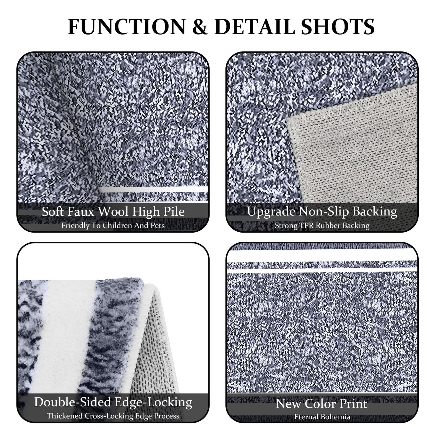 TECHVIDA Bathroom Rugs 3pcs Set,Non-Slip Ultra Soft Carpet,Bath Rugs,Water Absorbent,Machine Washable,Dark Grey