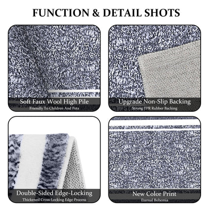 TECHVIDA Bathroom Rugs 3pcs Set,Non-Slip Ultra Soft Carpet,Bath Rugs,Water Absorbent,Machine Washable,Dark Grey
