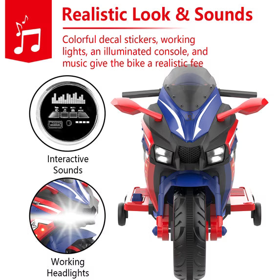 ProToys Motorcycle for Kids 3-5, 12V Electric Ride on Toy, Kids Motorcycle with Remote Control, 3Mph Max