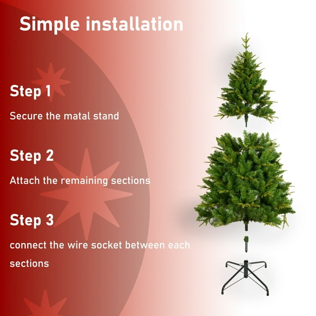 Cheelom 6ft Artificial Green Christmas Tree with 260 Led Lights Pvc Outdoor Christmas Decoration Christmas Gift Xmas Decorations Clearance Sale