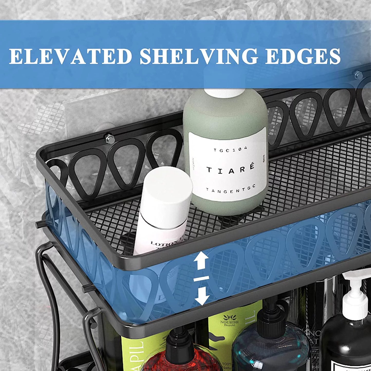 Werseon 2-Tier Over The Toilet Storage Shelf, Bathroom Organizer Over Toilet, Above Toilet Shelf with Toilet Paper Holder, Black