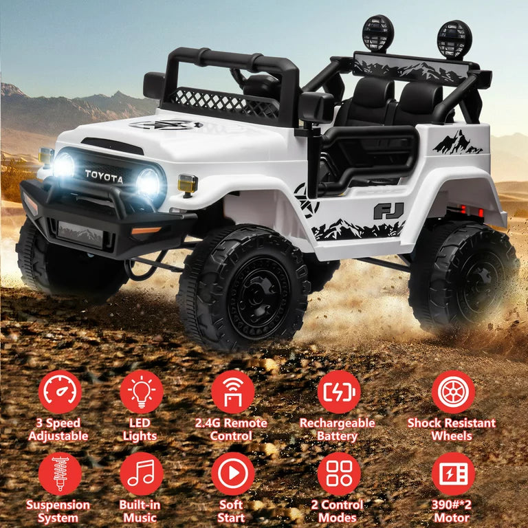 HNH 12V Toyota FJ40 Electric Car for Kids,Ride on Truck for Boys Girls with Remote Control