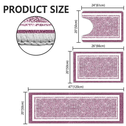 TECHVIDA Bathroom Rugs 3pcs Set,Non-Slip Ultra Soft Bath Rugs,Machine Washable,Water Absorbent,Pink