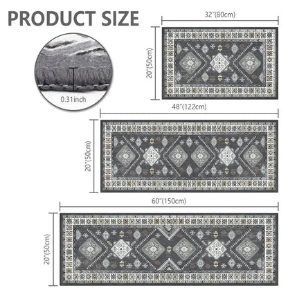 FoxHouse Kitchen Rugs Sets 3 Piece with Runner Non Slip Kitchen Rugs and Mats Washable Kitchen Mats for Floor Thick Kitchen Floor Mat Carpet Runner Rugs for Hallway Laundry Holiday Decor