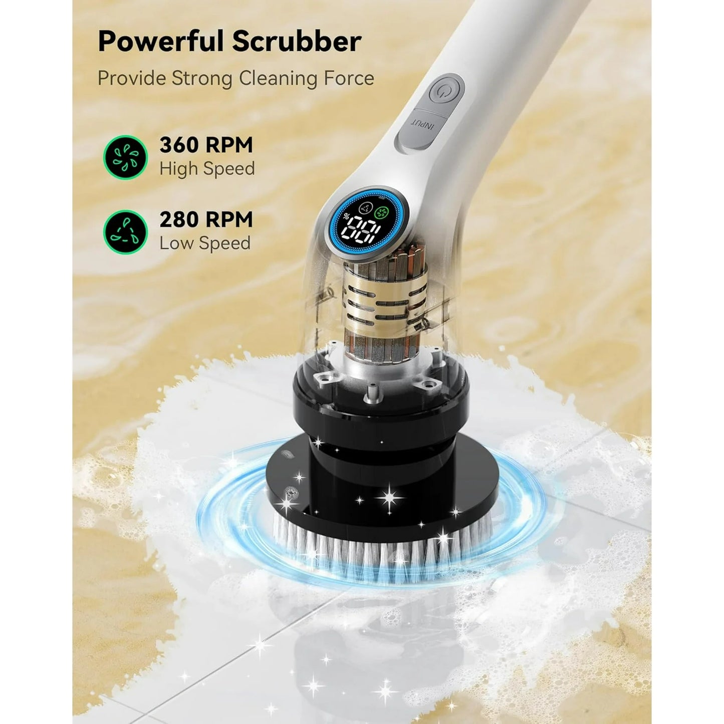TECHVIDA Electric Spin Scrubber,Cordless Bathroom Cleaning Brush with 7 Replaceable Brush Heads,Tub and Tile Scrubber, Adjustable Extension Handle for Bathtub, Kitchen, Car.