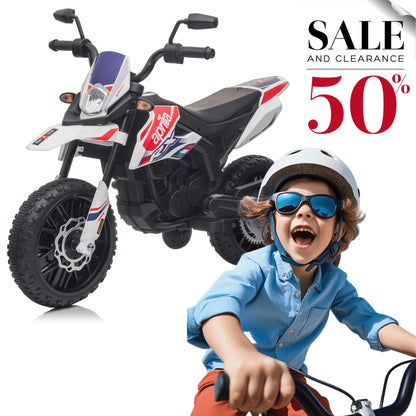 12V Electric Dirt Bike for Kids 3-6, Aprilia Ride on Toy Car with LED Light, MP3, Child Motorcycle for Boys Girls