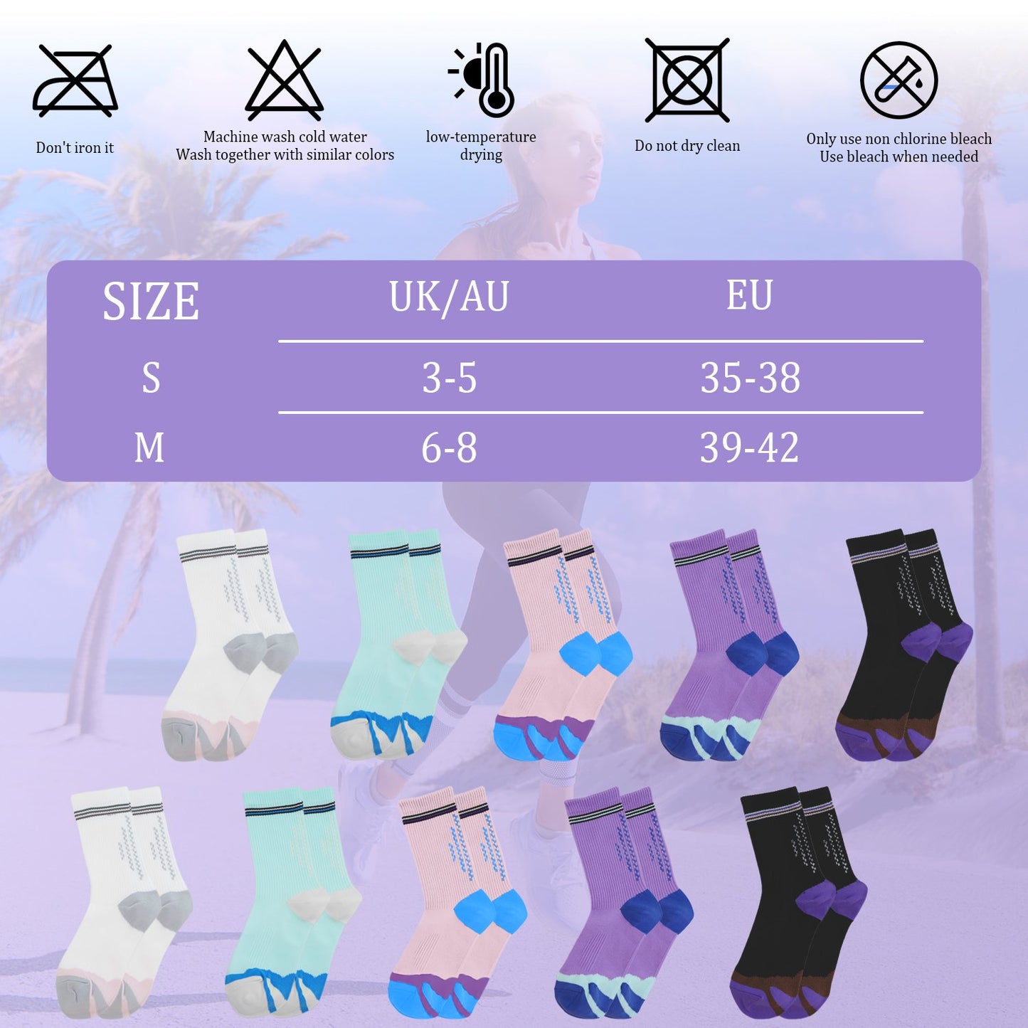 YOMYM Womens Cushioned Athletic Running Crew Socks Breathable Wicking Comfort Hiking Socks 10 Pairs