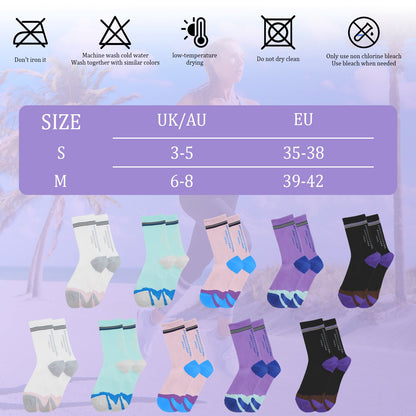 YOMYM Womens Cushioned Athletic Running Crew Socks Breathable Wicking Comfort Hiking Socks 10 Pairs