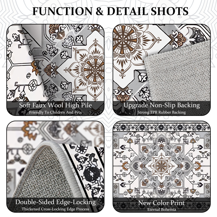 TECHVIDA Kitchen Rug Set 3 Piece,Non Slip Machine Washable Kitchen Mats,Boho Farmhouse Hallway Doormat for Home Decor
