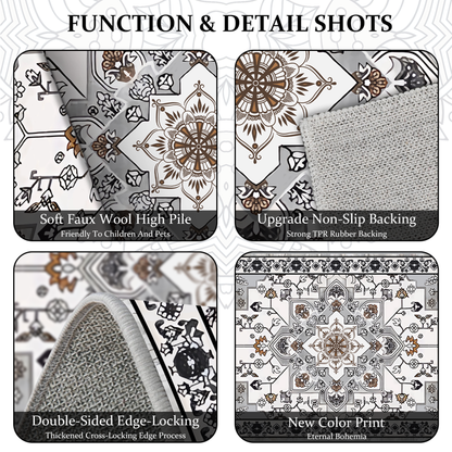 TECHVIDA Kitchen Rug Set 3 Piece,Non Slip Machine Washable Kitchen Mats,Boho Farmhouse Hallway Doormat for Home Decor