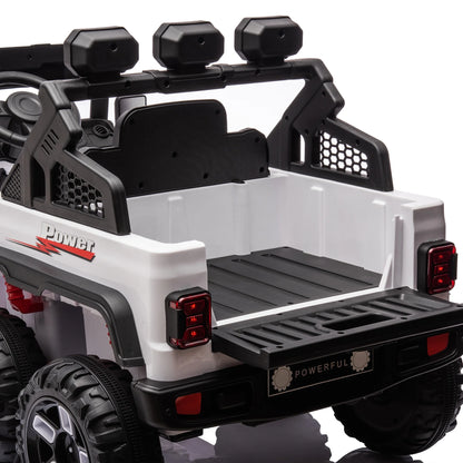 24V Ride on Large PickUp Truck Car for Kids,Ride On 4WD Toys with Remote Control,White,3-8 years old