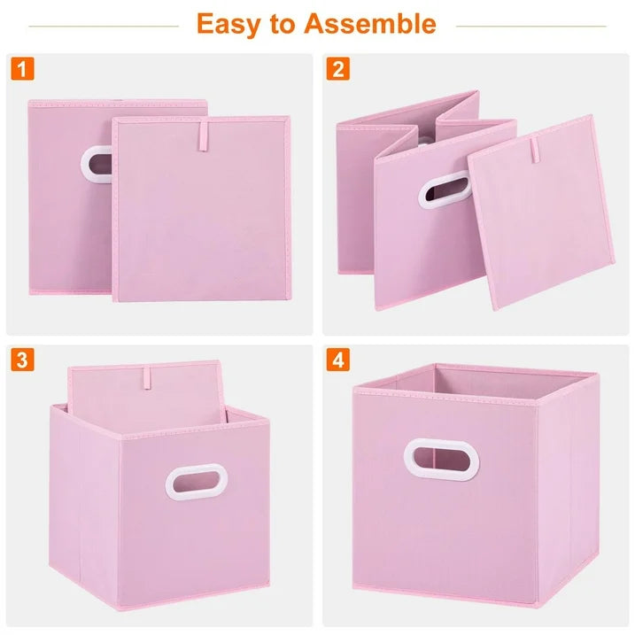 WERSEON Set of 6 Foldable Storage Bins, 11 Inch Fabric Collapsible Storage Cubes with Metal Handles, Cube Baskets for Organizing Clothes, Toys, Books