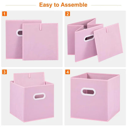 WERSEON Set of 6 Foldable Storage Bins, 11 Inch Fabric Collapsible Storage Cubes with Metal Handles, Cube Baskets for Organizing Clothes, Toys, Books