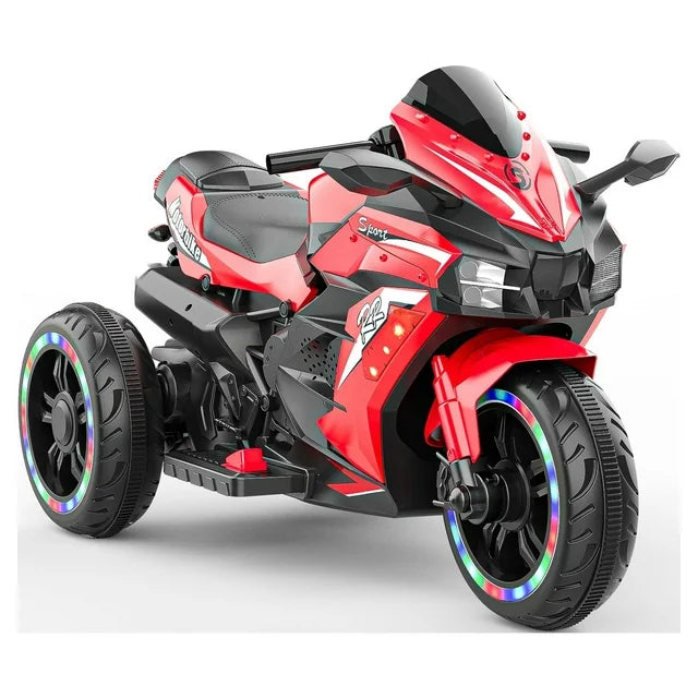 Werseon Kids Motorcycle Ride on Toys, 12V Electric Ride on Motorcycle with LED Wheels and Training Wheels, Support up to 100 lbs