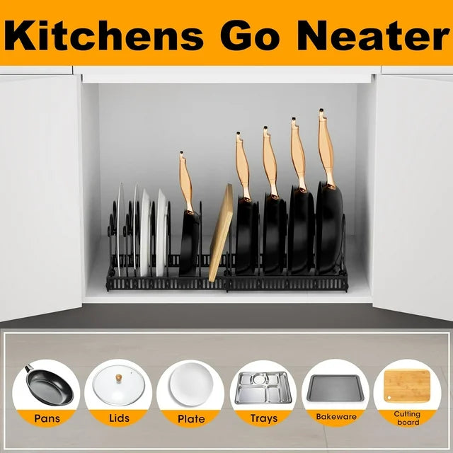 Werseon Expandable Pot Lid Organizer, Adjustable Pot Lid Holders for Cabinet, Pots and Pans Lid Rack,