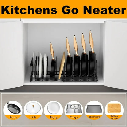 Werseon Expandable Pot Lid Organizer, Adjustable Pot Lid Holders for Cabinet, Pots and Pans Lid Rack,