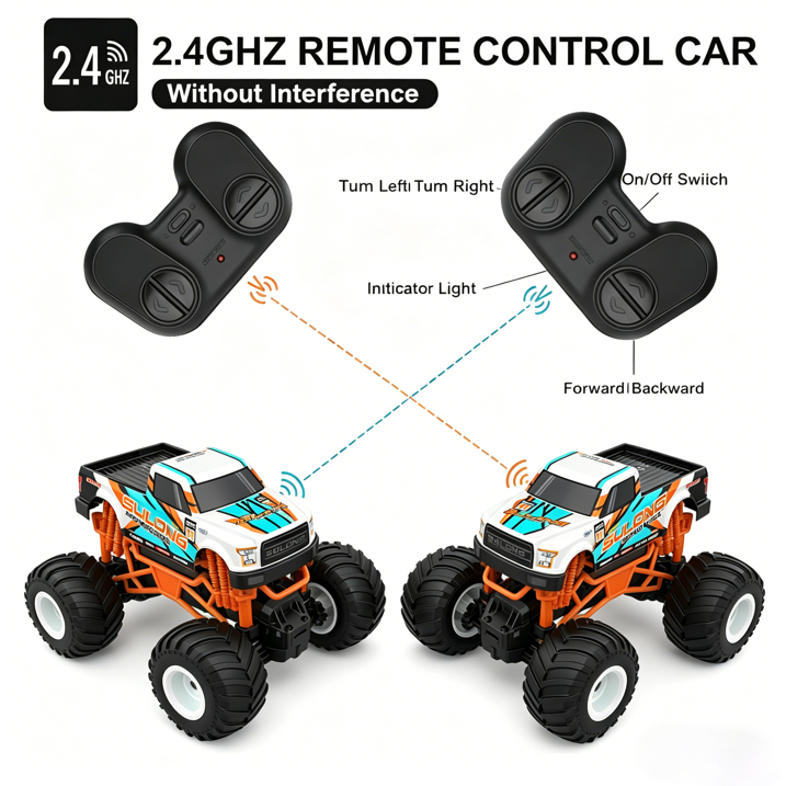 HNH 1:16 Remote Control Car, Off Road RC Monster Truck, 2.4GHz 20 Km/h Fast All Terrain RC Cars for Boys Girls Ages 4-12, Cool Gift Toy for Kids