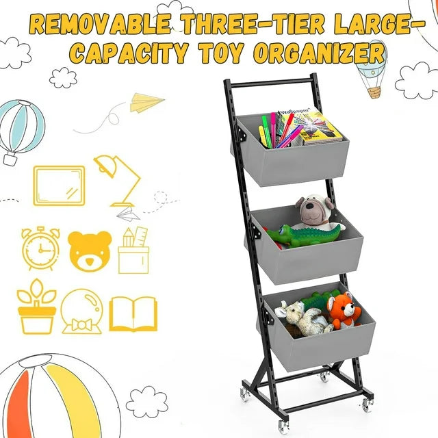 Techvida Laundry Hamper, 3 Removable Laundry Sorter Bags(Capacity of 19.81 gallons, 75L) with Foldable Cube Storage Bins, Laundry Hamper for Bathroom, Bedroom