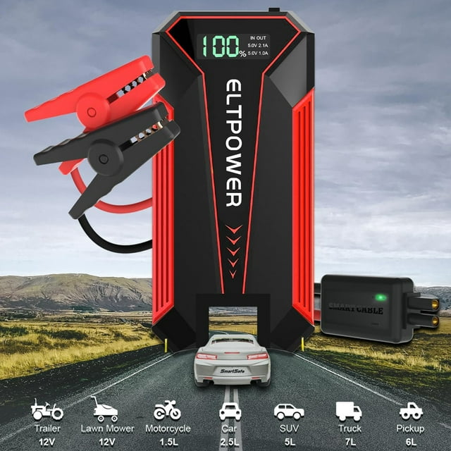 ELTPOWER 20000mAh Car Battery Jump Starter for Up to 9L Gas 7L Diesel, 2000A Peak Auto Car Jump Starter with LED and USB Quick Charge 3.0