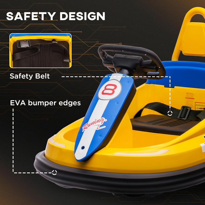 HNH 6V Bumper Car for Toddlers with Remote Control, Ride on Electric Go Kart for Kids, Electric Ride on Toys for Kids, Music Play, Lights